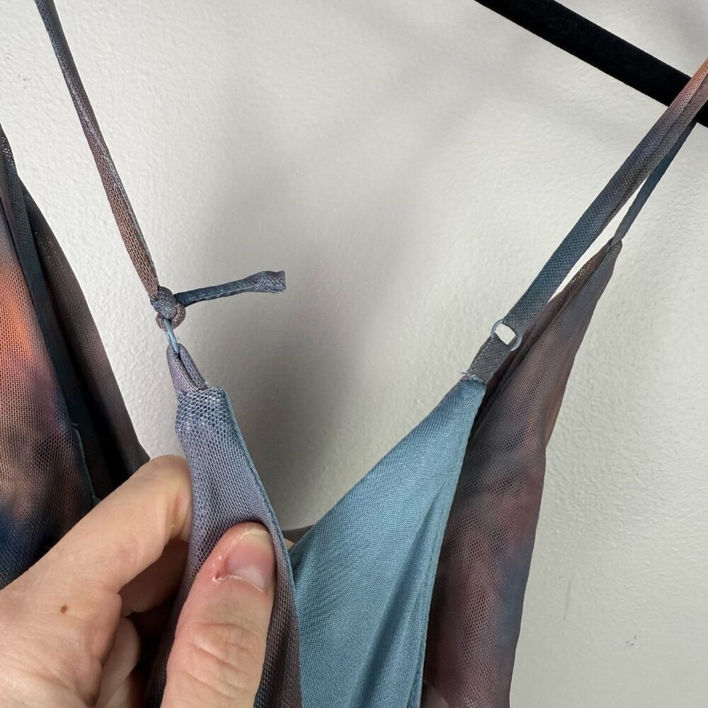 Open Edit Slip Dress Small Multicolor Tie Dye Cowl Neck Spaghetti Strap Maxi - Picture 4 of 10